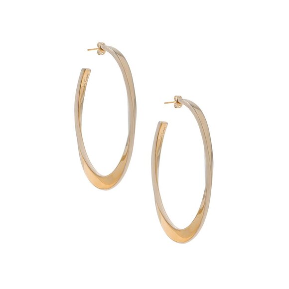 Saint Laurent Twist Hoop Earrings in Dore & Creme Gold - Picture 1 of 6